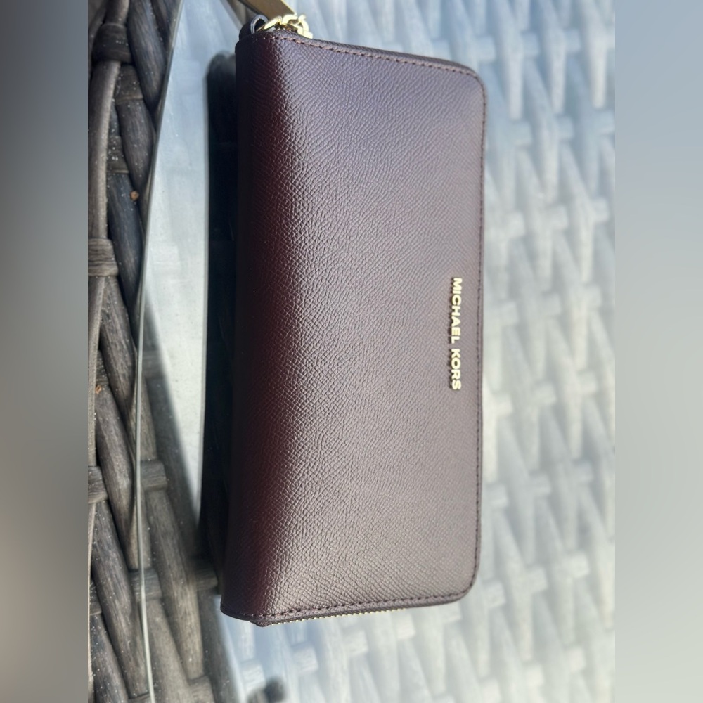 Michael Kors Dark Burgundy Wallet with Gold Accents